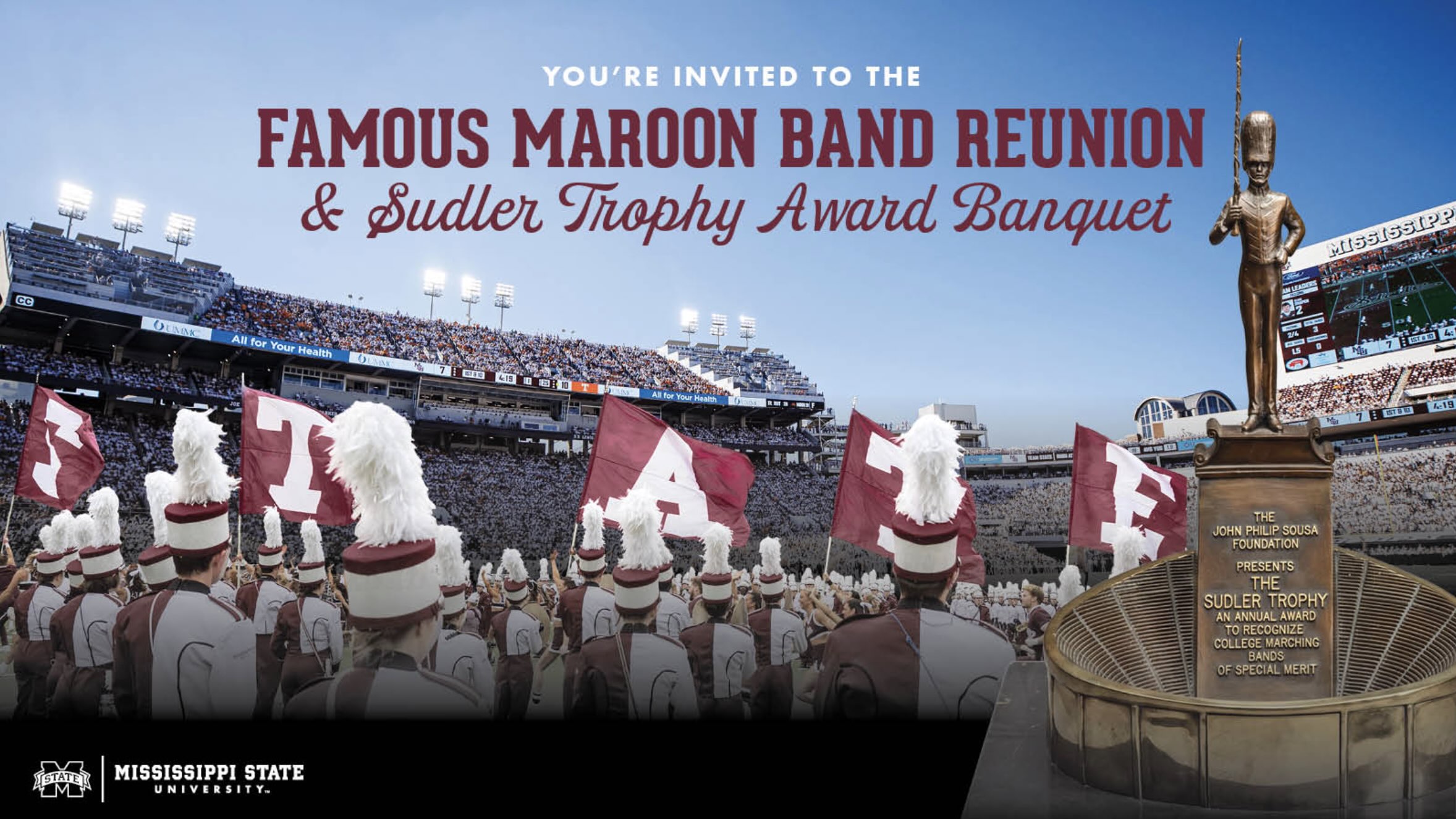 Image of the Sudler Trophy Invitation with the Famous Maroon Band